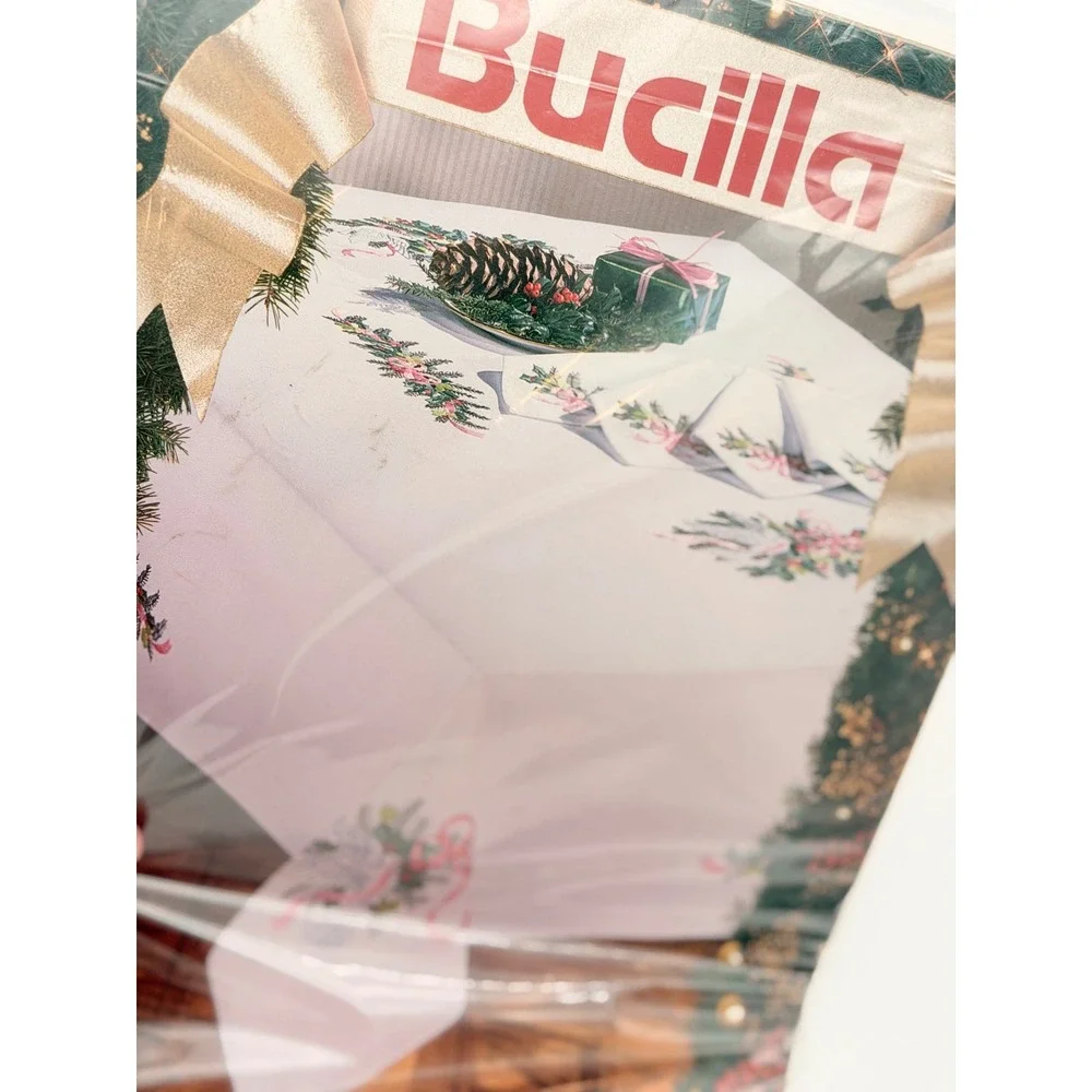Bucilla Doves & Holly Stamped Embroidery Tablecloth Kit 60x90 Vintage 83059